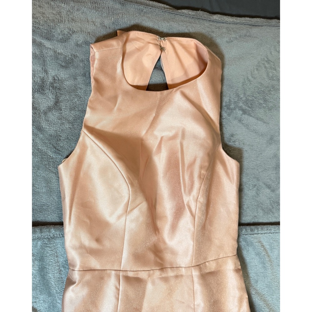 NWT‎ Alfred Sung JEWEL NECK BOWED OPEN-BACK TRUMPET DRESS FRONT SLIT Pink 2R - Picture 4 of 11